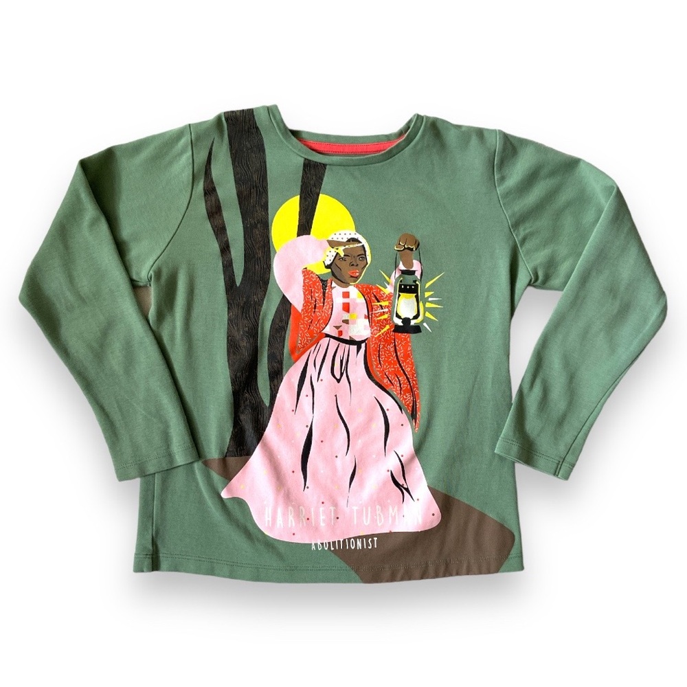 PICCOLINA Harriet Tubman Shirt Top Trailblazers Green Tee Black History